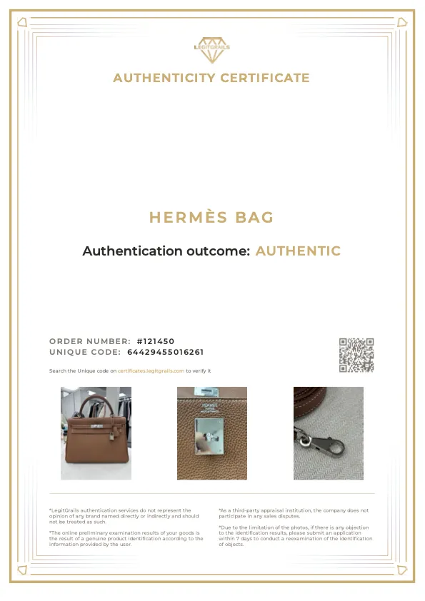 Herms Kelly 32 Gold Togo Leather with Palladium Hardware Handbag
