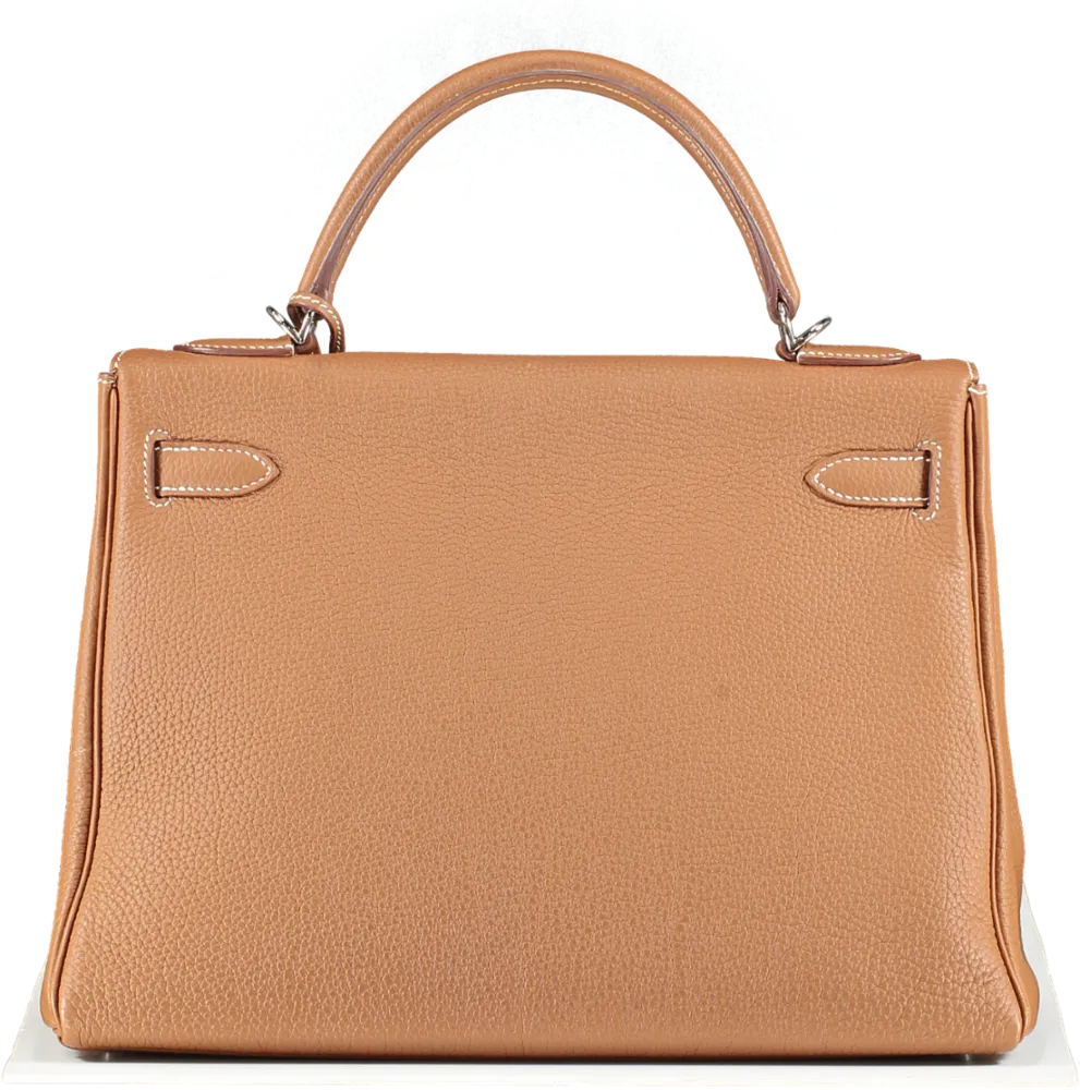 Herms Kelly 32 Gold Togo Leather with Palladium Hardware Handbag