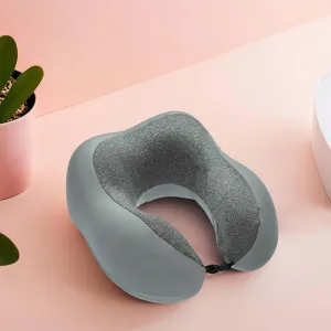 Homestic Soft Microfiber U Shaped Semicircular & Portable Sleeping Neck Pillow for Pain & Headrest | Neck Rest for Travel | Neck Band Supporter for Men's & Women's | U23007, Grey