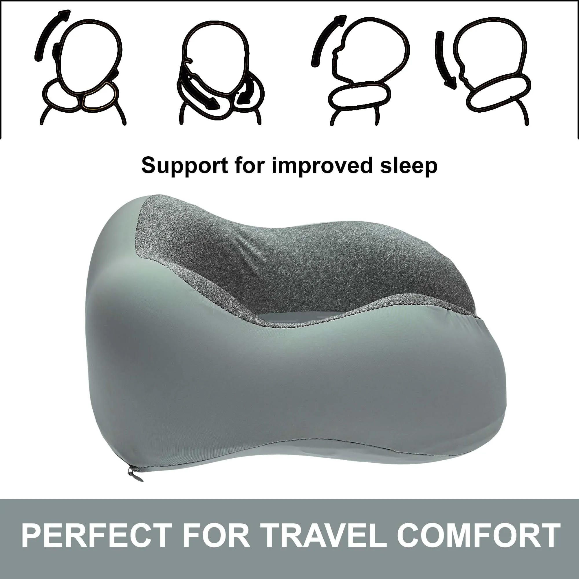 Homestic Soft Microfiber U Shaped Semicircular & Portable Sleeping Neck Pillow for Pain & Headrest | Neck Rest for Travel | Neck Band Supporter for Men's & Women's | U23007, Grey