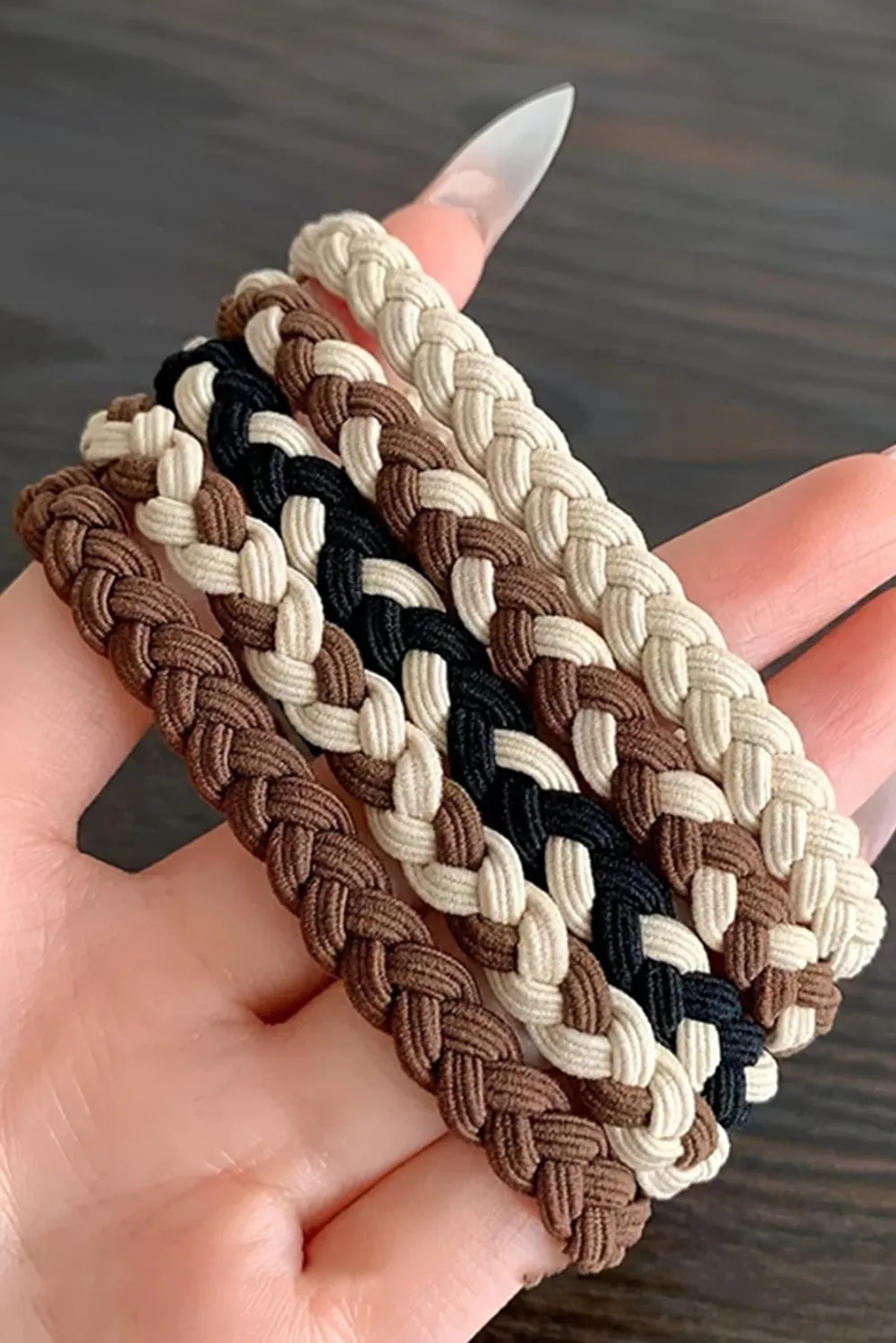 Khaki 5Pcs Braided Elastic Hairband | PRE ORDER