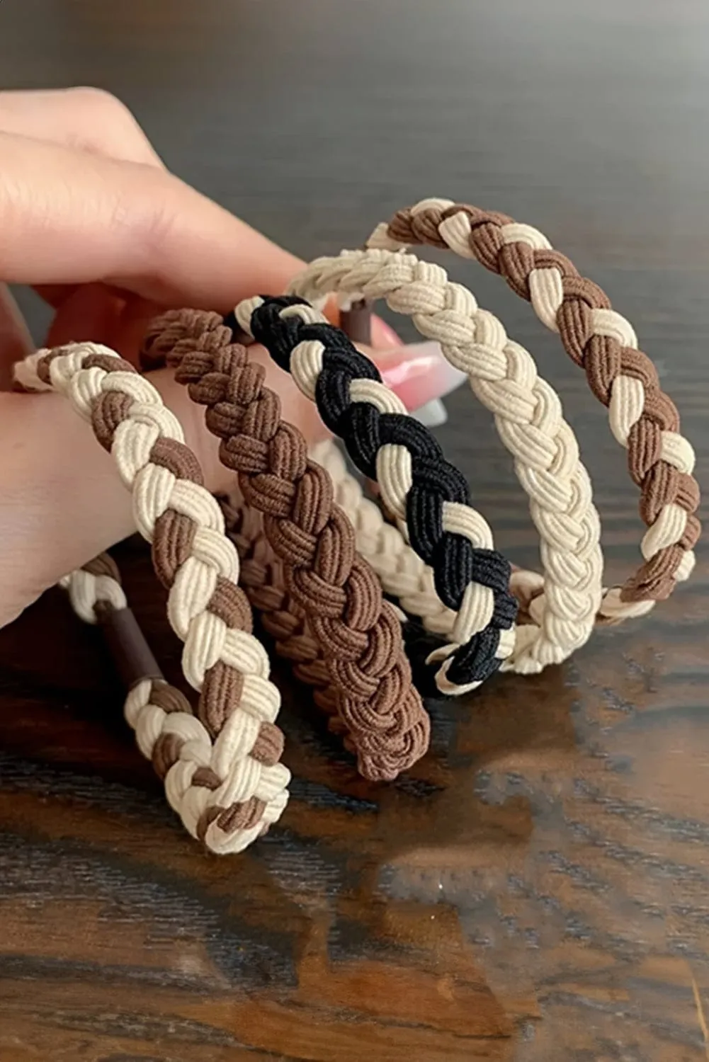 Khaki 5Pcs Braided Elastic Hairband | PRE ORDER