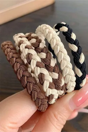 Khaki 5Pcs Braided Elastic Hairband | PRE ORDER