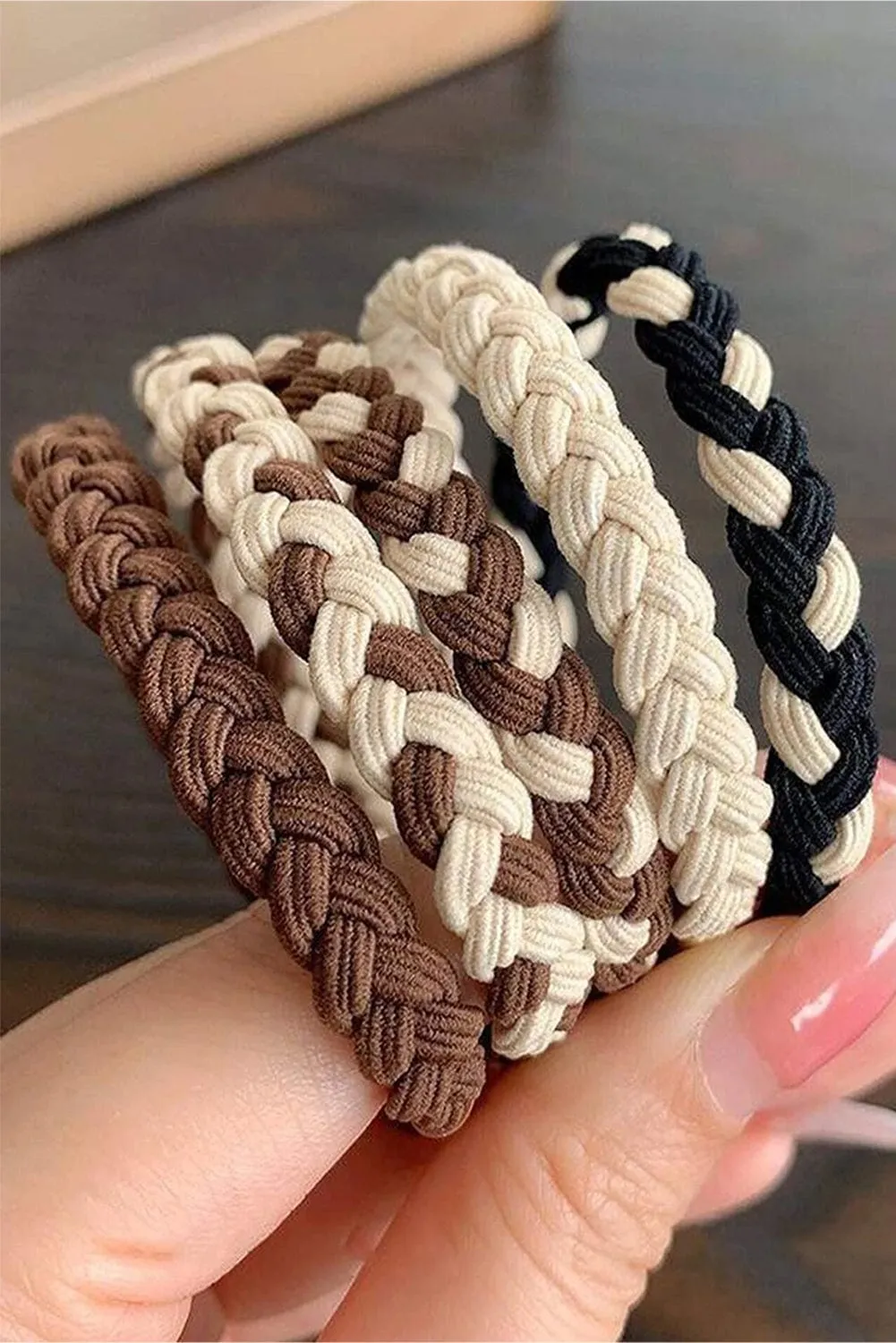Khaki 5Pcs Braided Elastic Hairband | PRE ORDER