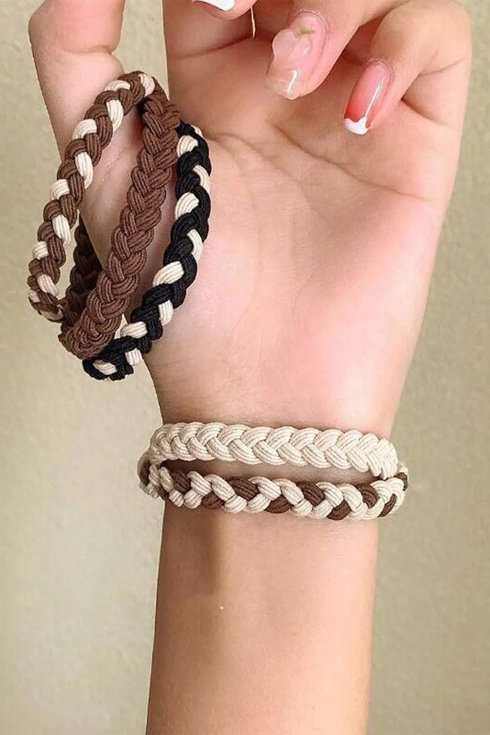 Khaki 5Pcs Braided Elastic Hairband | PRE ORDER