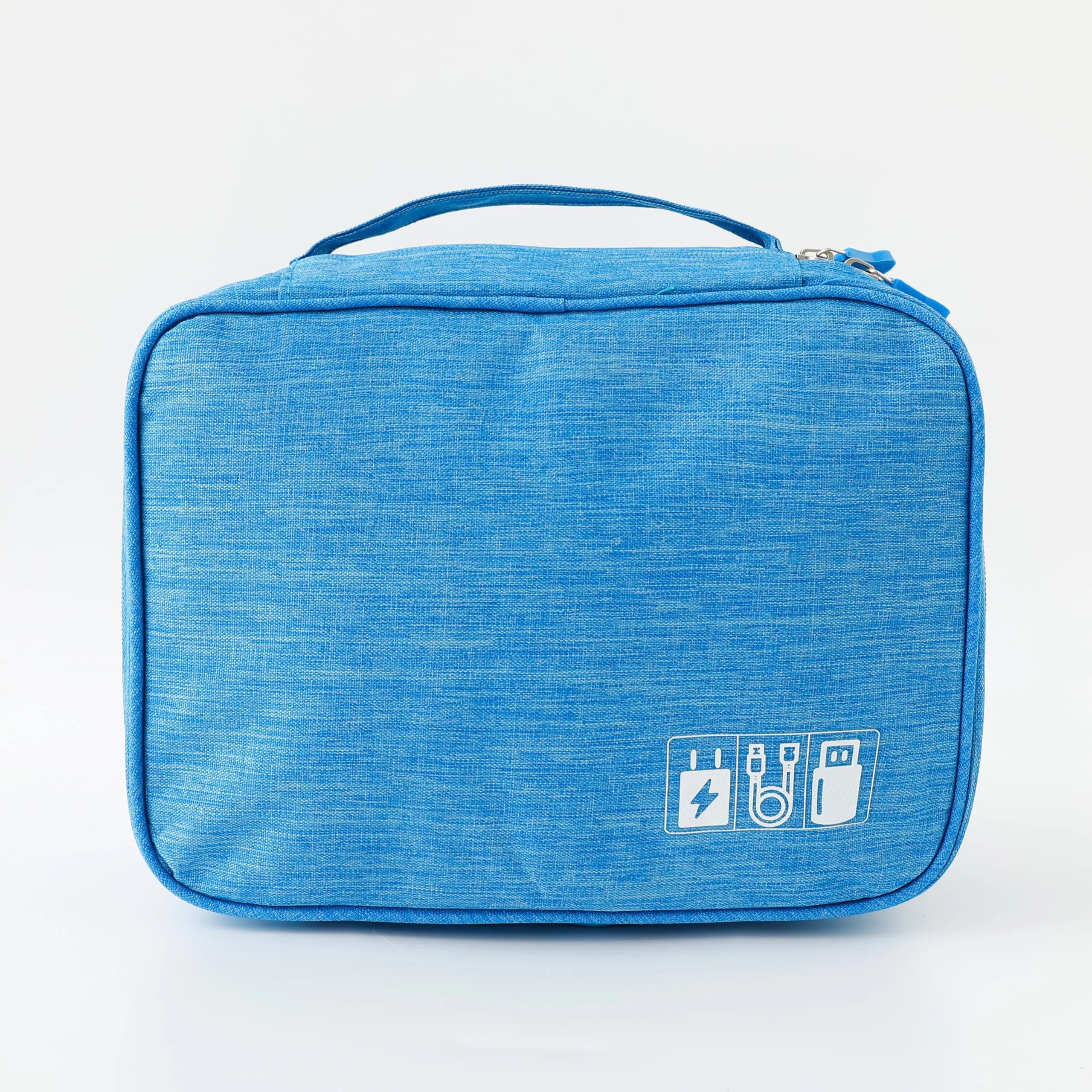 Kuber Industries Travel Organizer For Electronic Accessories|Multipurpose Pouch|Adapter, Cable, Gadget Organizer|Two Comparment With Zipper|Great For Traveling (Blue)