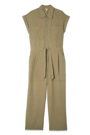 Linen Blend Utility Jumpsuit