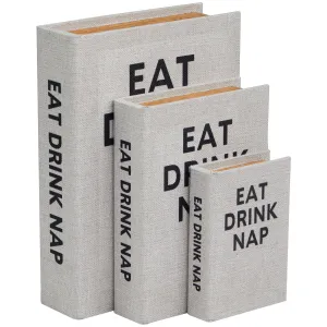 Linen Set of 3 Gray Book Box