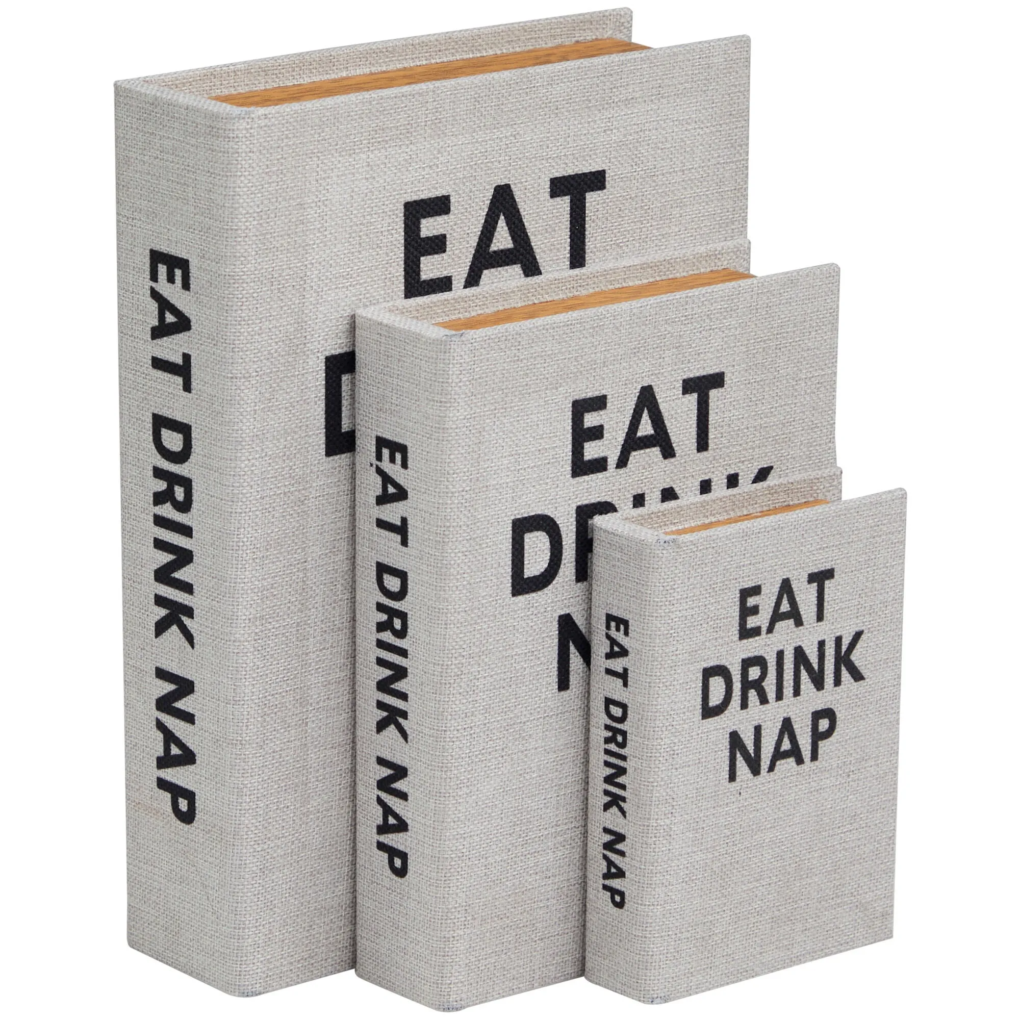 Linen Set of 3 Gray Book Box