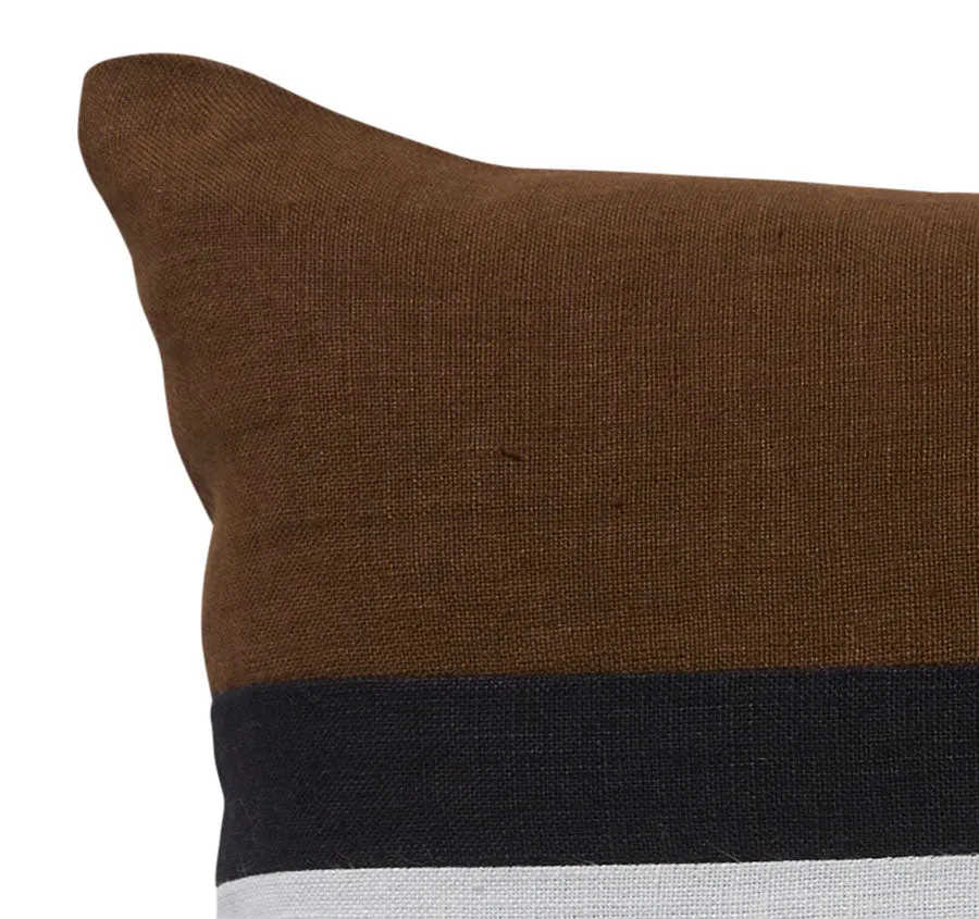 Linen Stripes 30x50cm Filled Cushion Tobacco