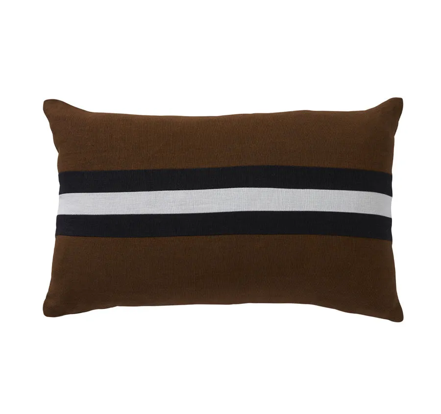 Linen Stripes 30x50cm Filled Cushion Tobacco