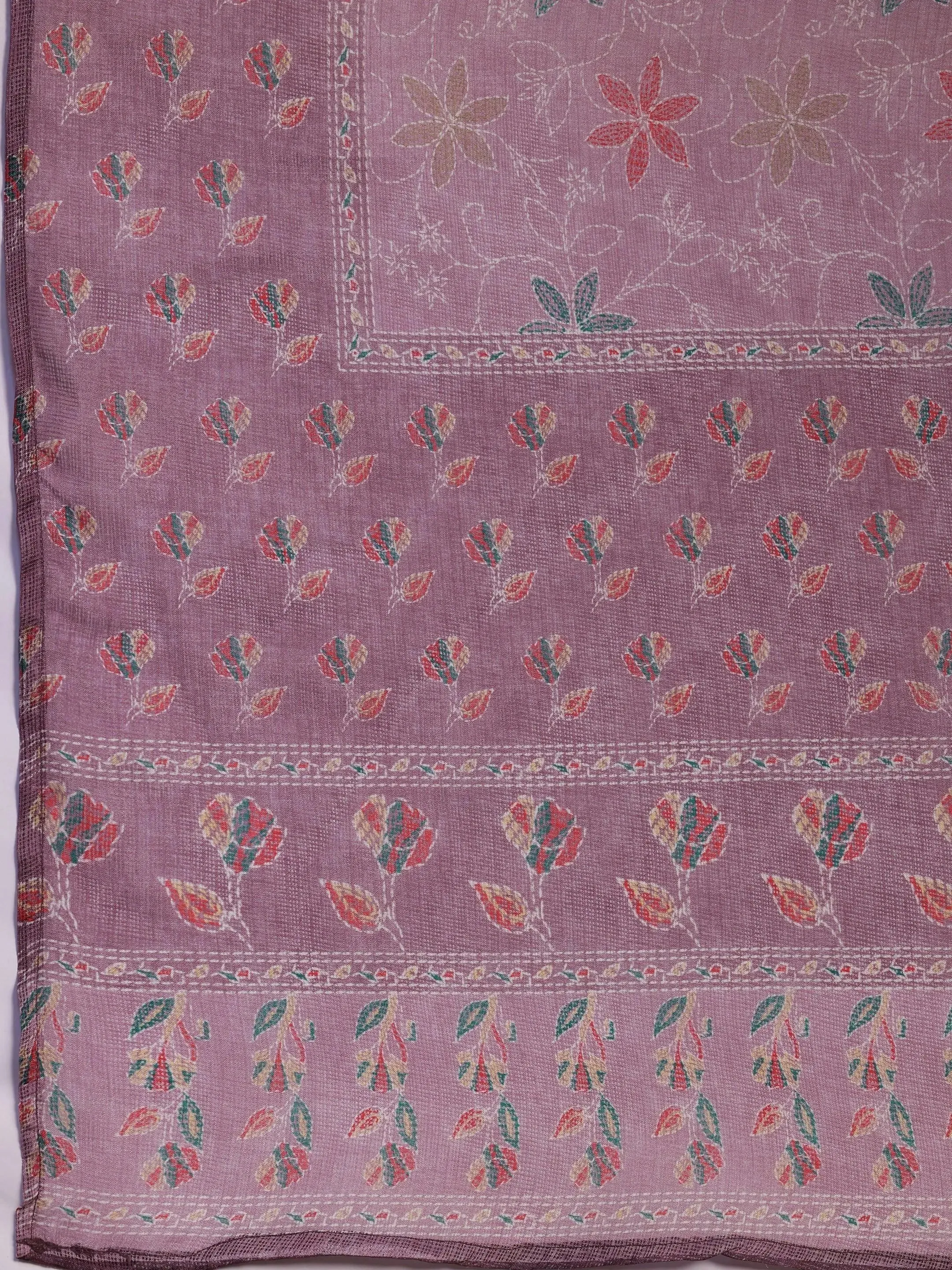 Mauve Yoke Design Cotton Straight Suit With Dupatta