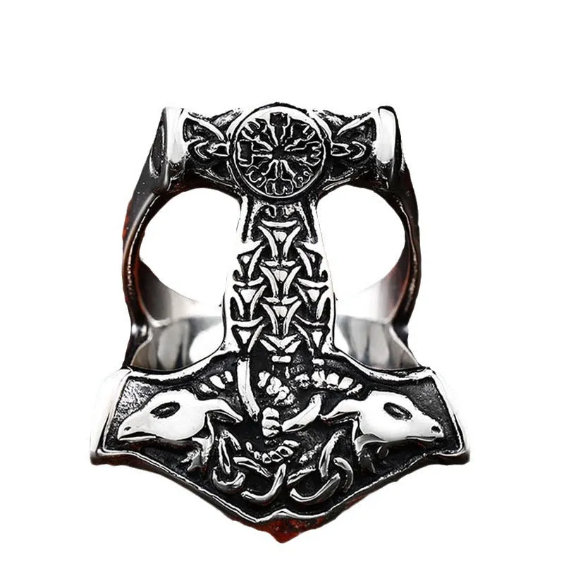 Norse-Inspired Titanium Steel Men's Ring - Unique Retro Design