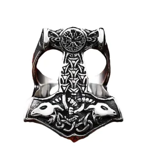 Norse-Inspired Titanium Steel Men's Ring - Unique Retro Design