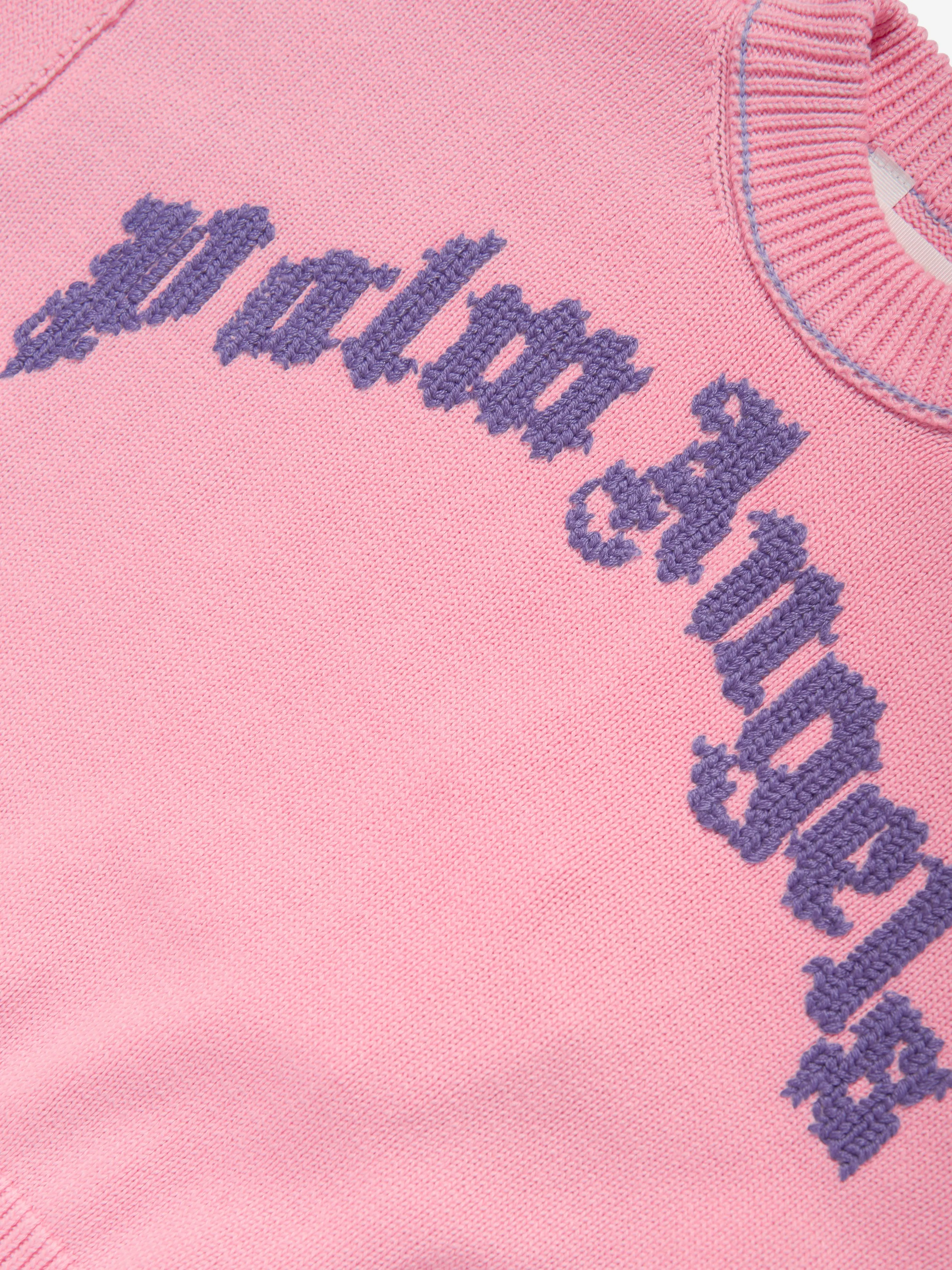 Palm Angels Girls Curved Logo Sweatshirt in Pink