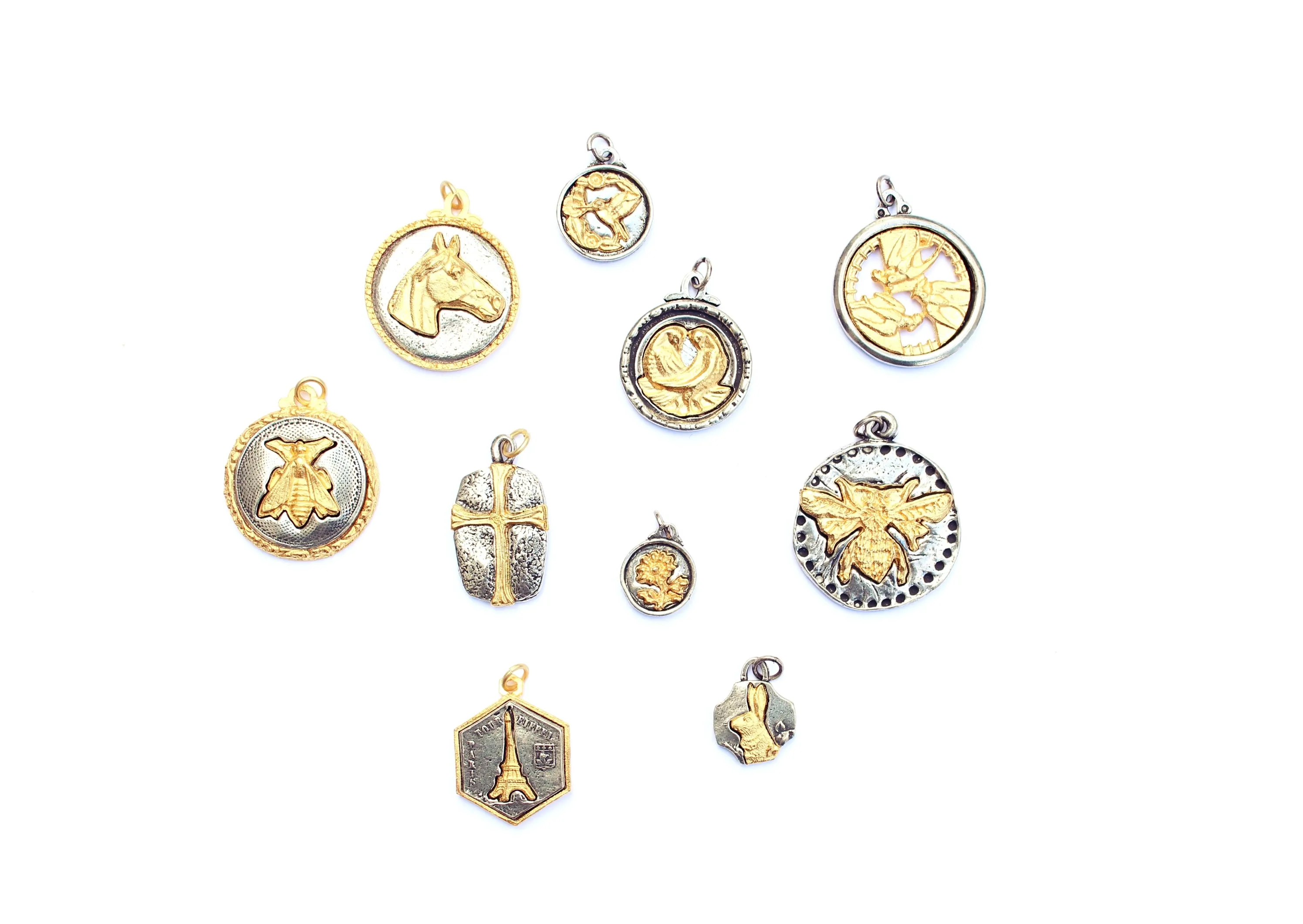 Petite Daisy Charm in Mixed Metal Britannium