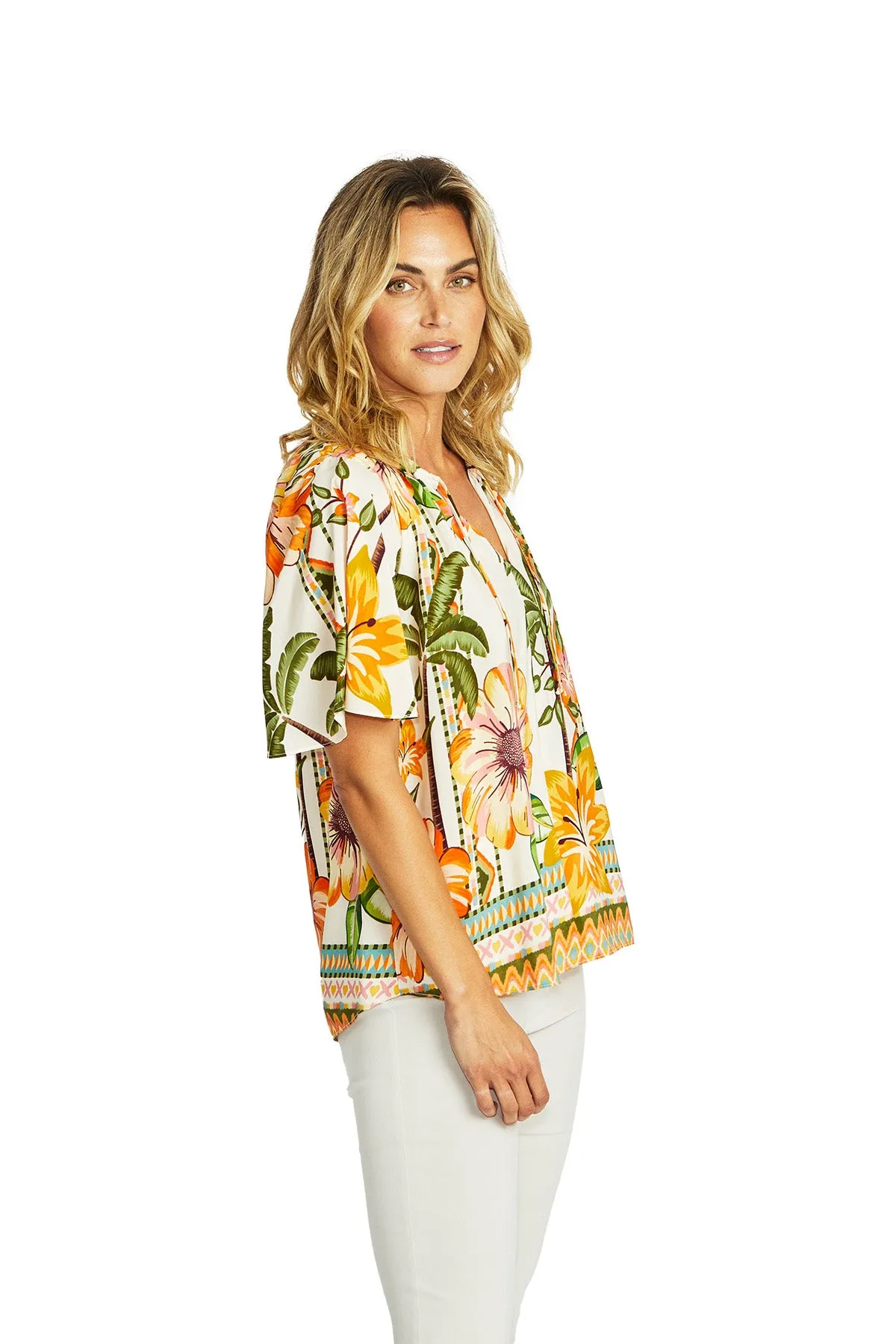 Ping Pong Bell Sleeve Blouse - Ipanema Print