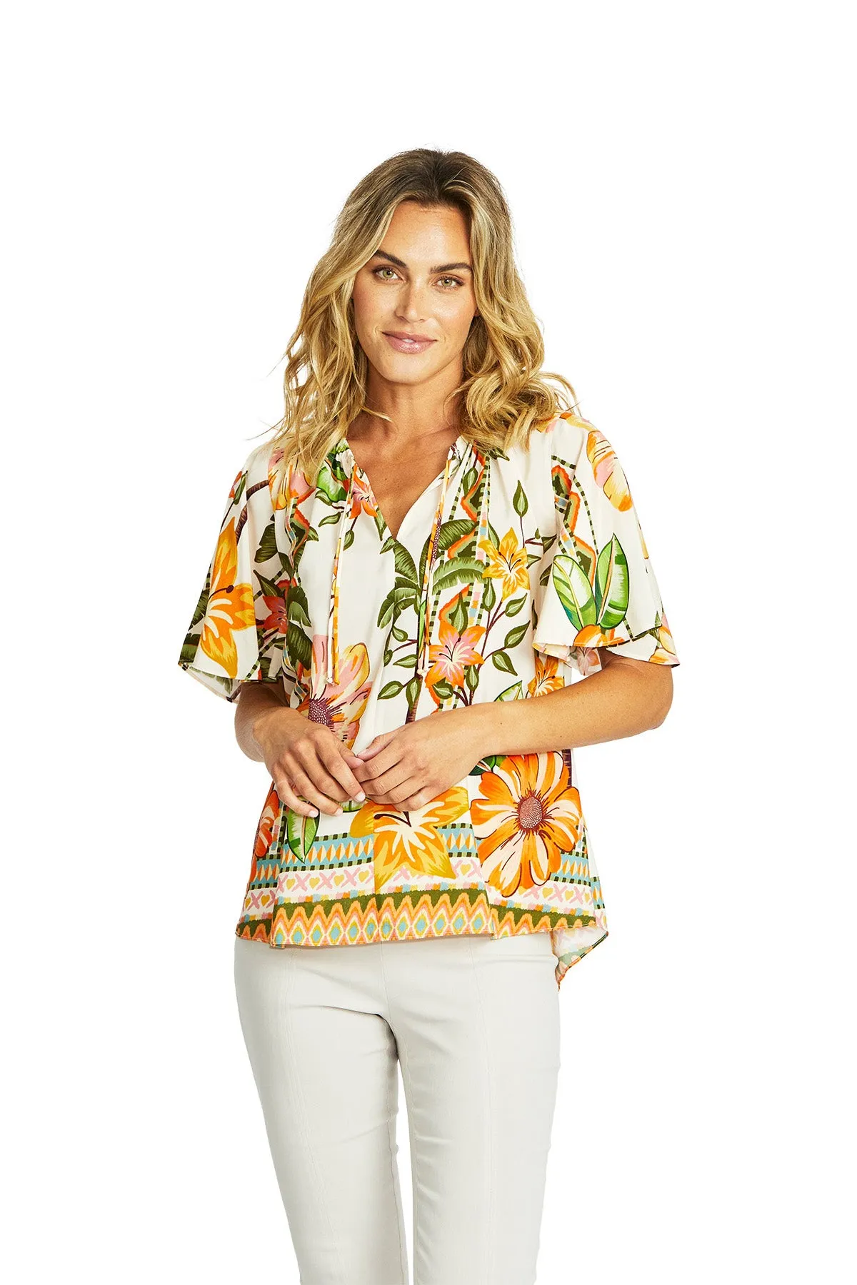 Ping Pong Bell Sleeve Blouse - Ipanema Print