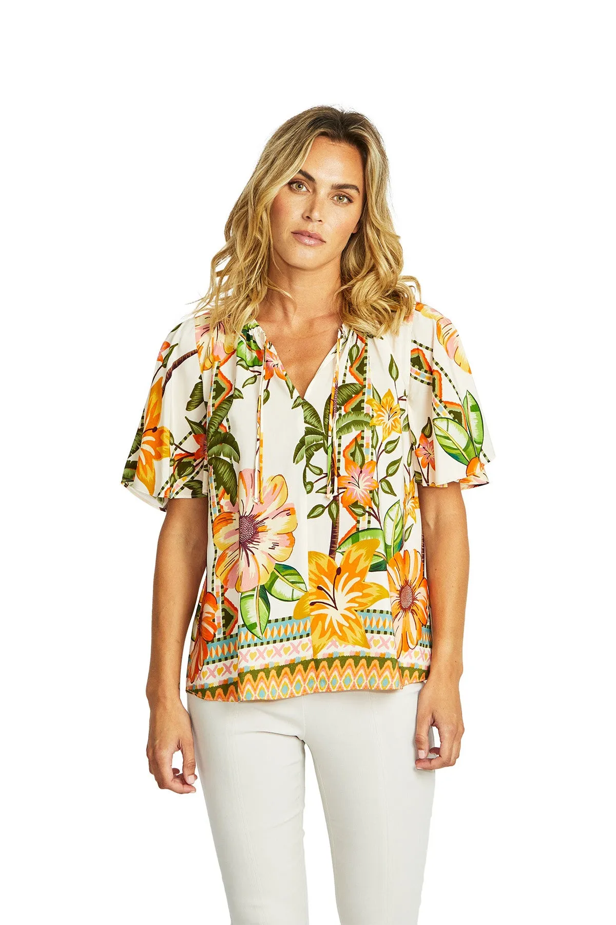 Ping Pong Bell Sleeve Blouse - Ipanema Print