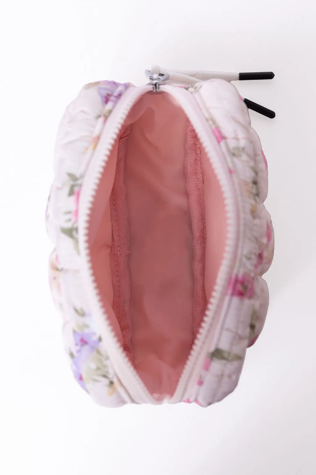 Pink Floral Quilted Puffy Cosmetic Bag SALE