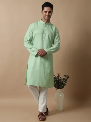 Pista Green Textured Long Kurta