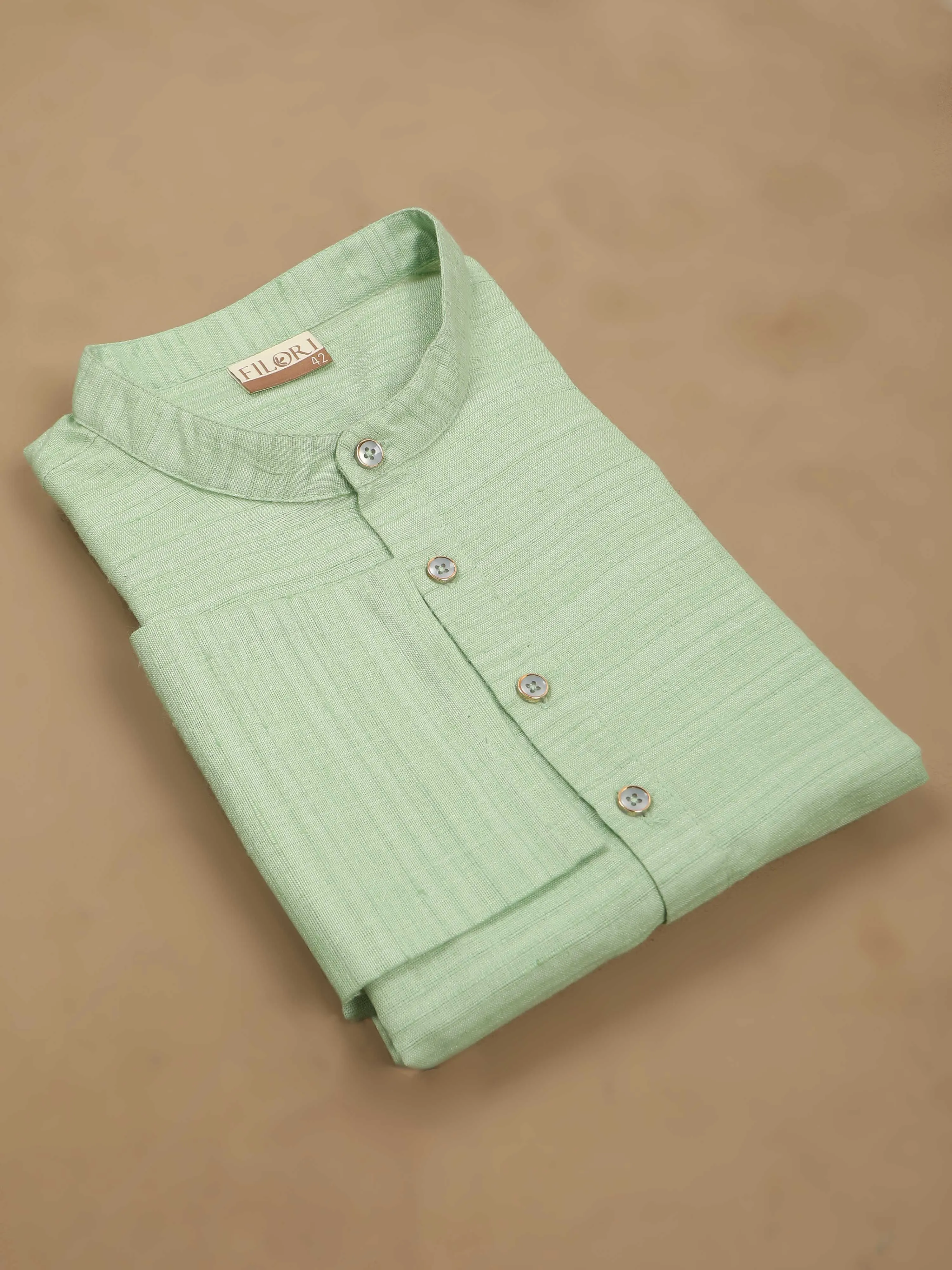 Pista Green Textured Long Kurta