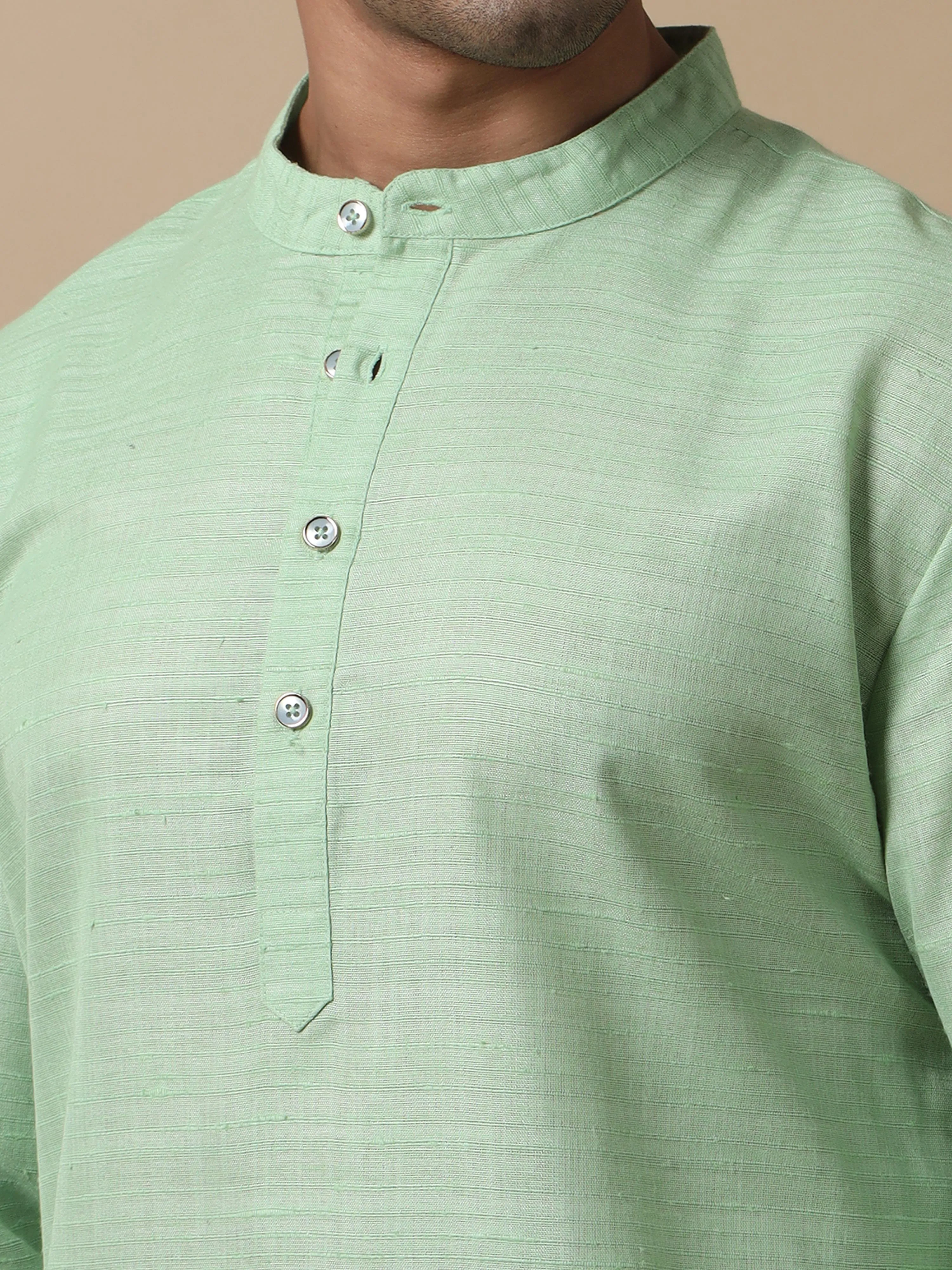 Pista Green Textured Long Kurta