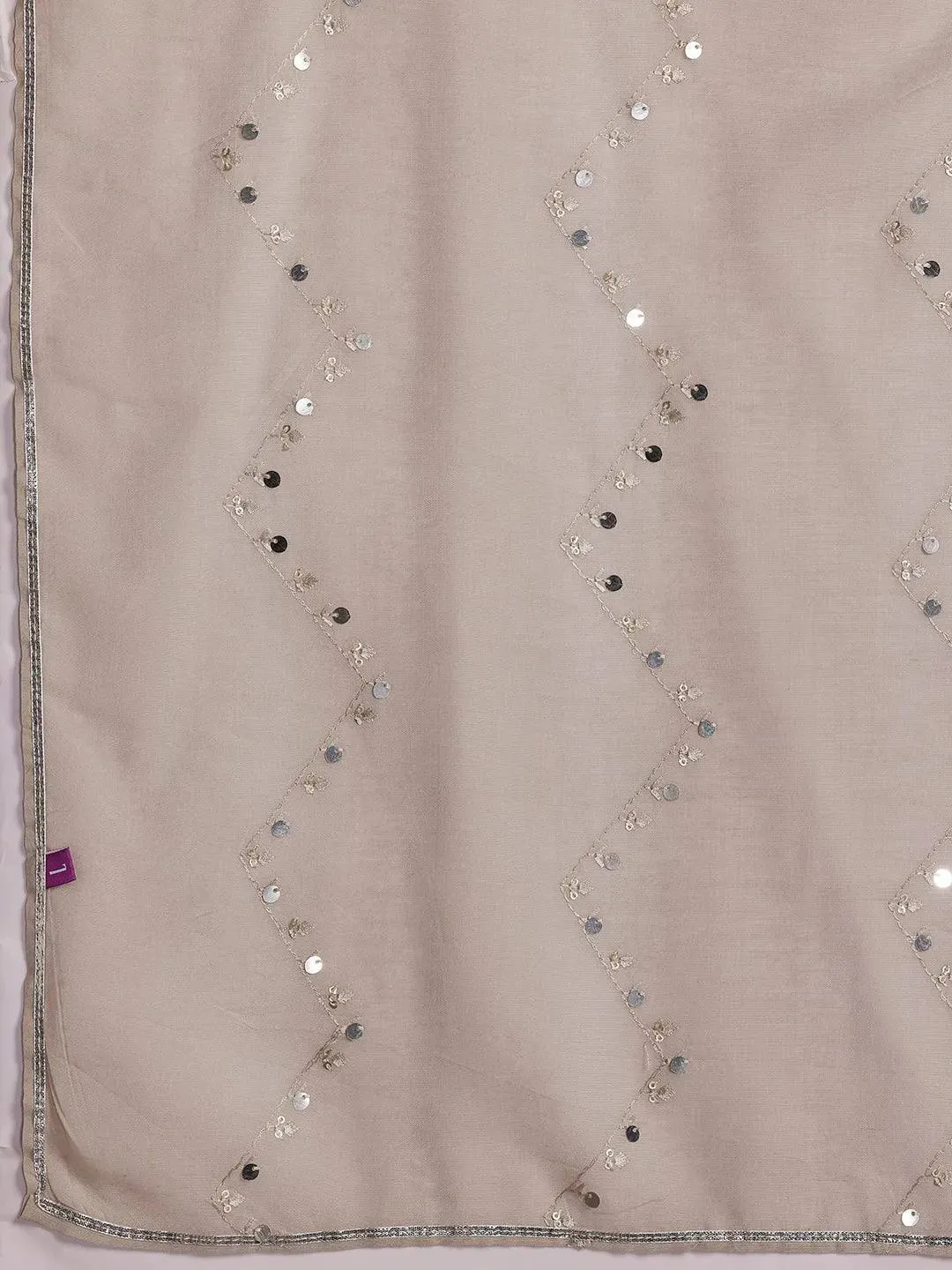 Plus Size Grey Yoke Design Silk Blend Straight Suit With Dupatta