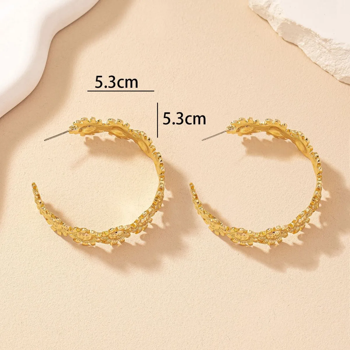 Pre Order:  Retro Exaggerated Sunflower C-Shaped Earrings