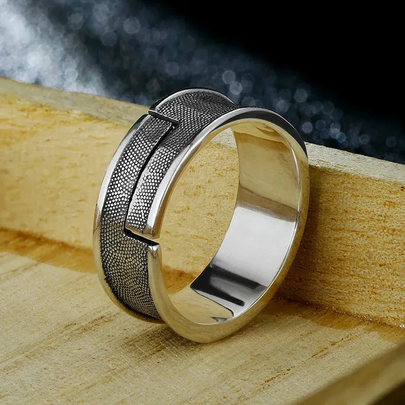 Retro Time Space Design Ring For Men Silver Color Punk Gothic Open Ring Handmade Rock Hiphop Unisex Jewelry Accessories Man Gift