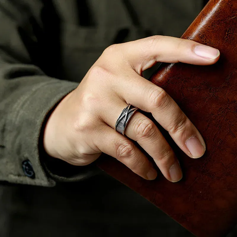 Retro Time Space Design Ring For Men Silver Color Punk Gothic Open Ring Handmade Rock Hiphop Unisex Jewelry Accessories Man Gift