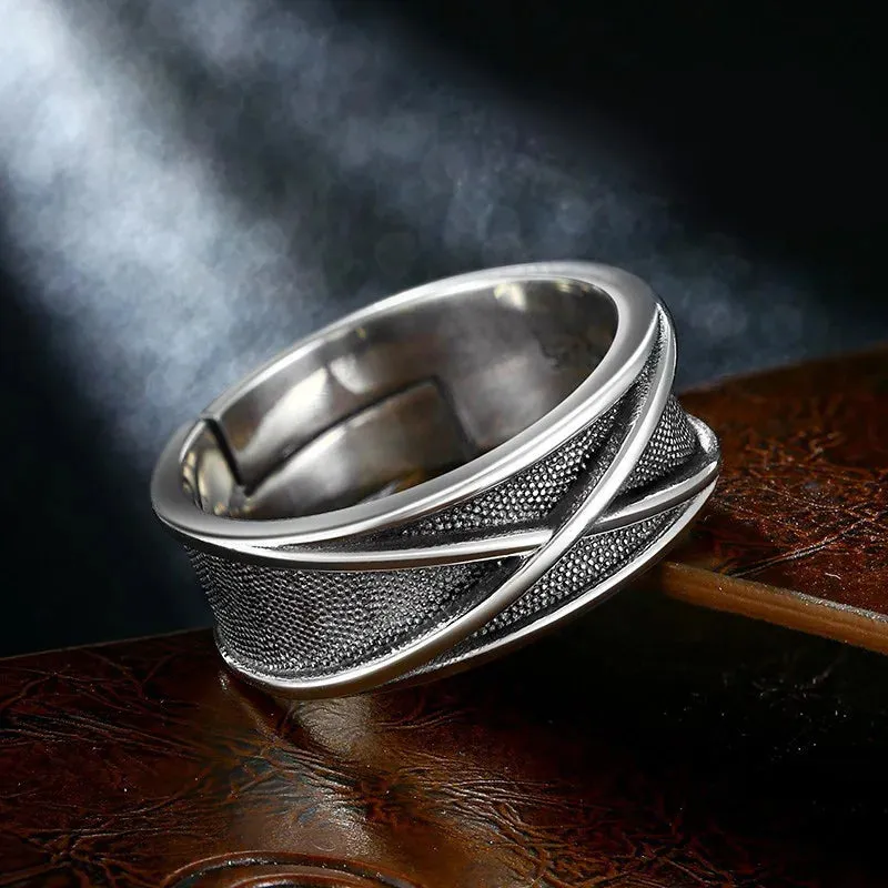 Retro Time Space Design Ring For Men Silver Color Punk Gothic Open Ring Handmade Rock Hiphop Unisex Jewelry Accessories Man Gift