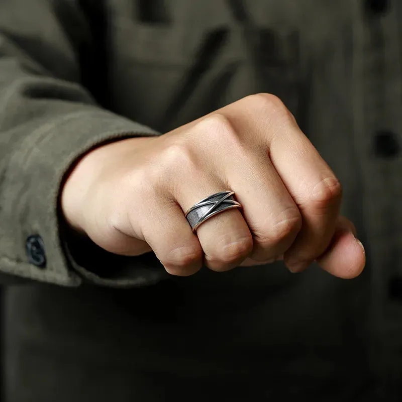 Retro Time Space Design Ring For Men Silver Color Punk Gothic Open Ring Handmade Rock Hiphop Unisex Jewelry Accessories Man Gift