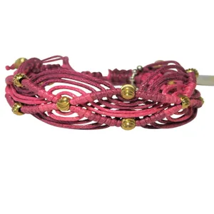 Rose Gonzales "Gigi" Boheme Collection Woven Bracelet in Burgundy & Watermelon