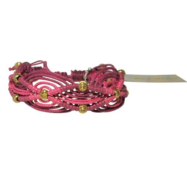 Rose Gonzales "Gigi" Boheme Collection Woven Bracelet in Burgundy & Watermelon