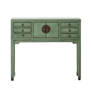 Sansha 2 Door & 6 Drawer Console Table Sage Green