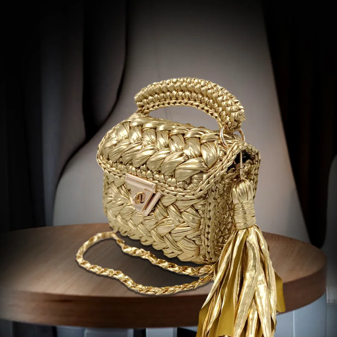 Shiroli Handmade Designer Metallic Golden Bag