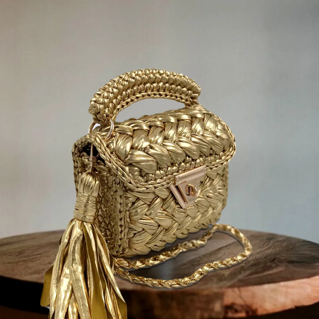 Shiroli Handmade Designer Metallic Golden Bag