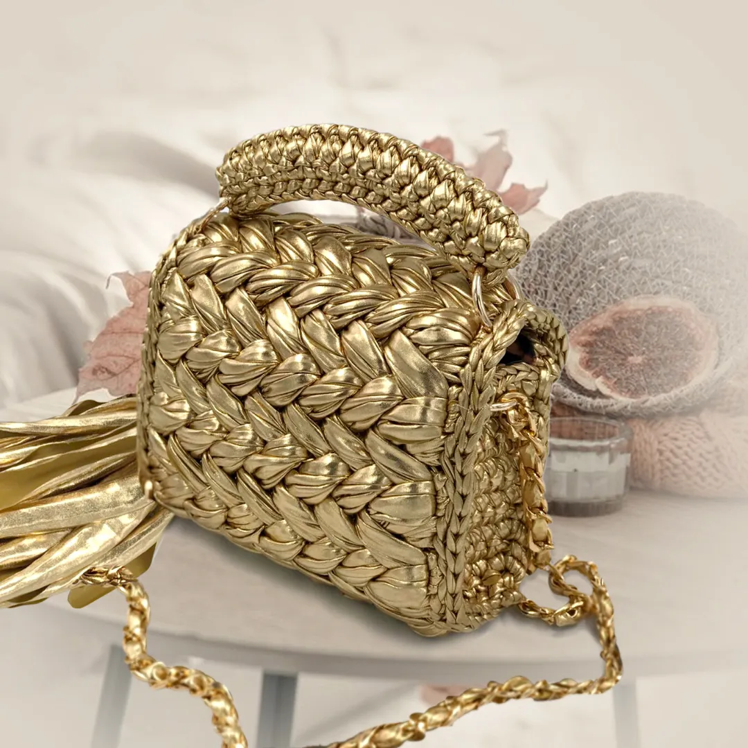 Shiroli Handmade Designer Metallic Golden Bag