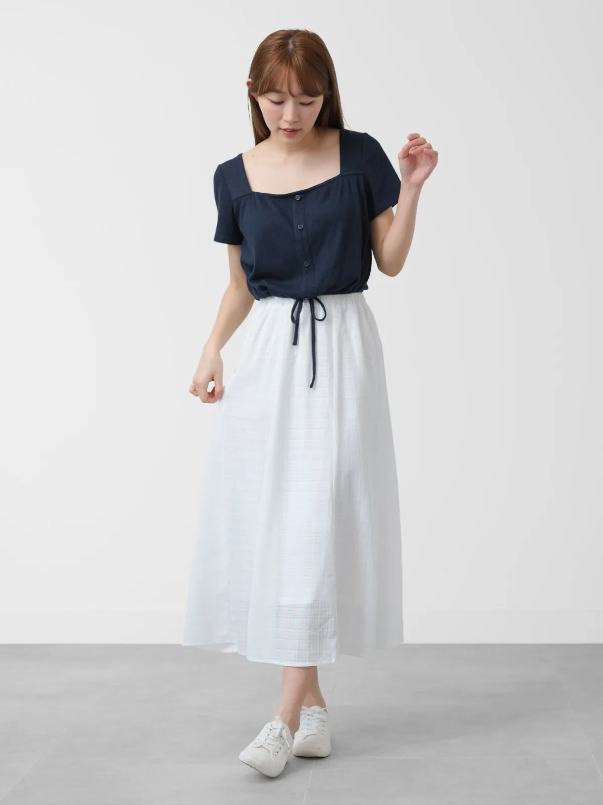 Square Neck Tie Waist Top
