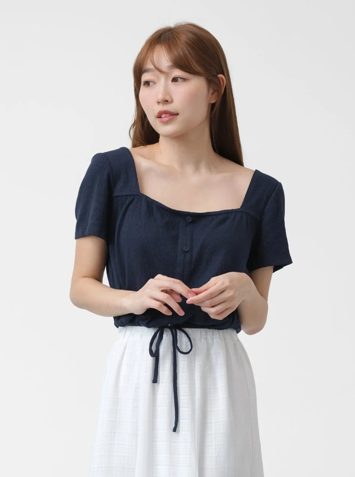 Square Neck Tie Waist Top