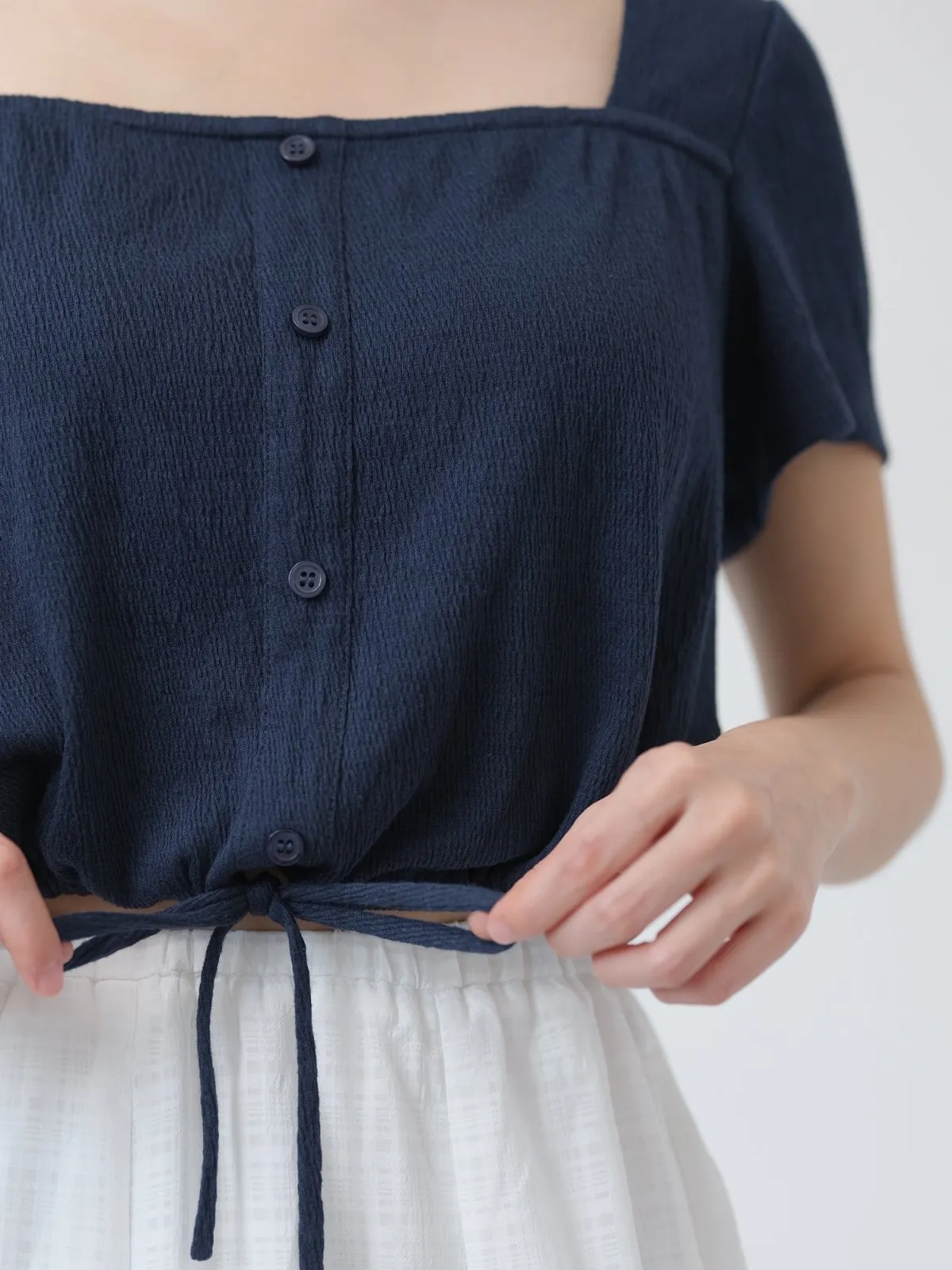 Square Neck Tie Waist Top