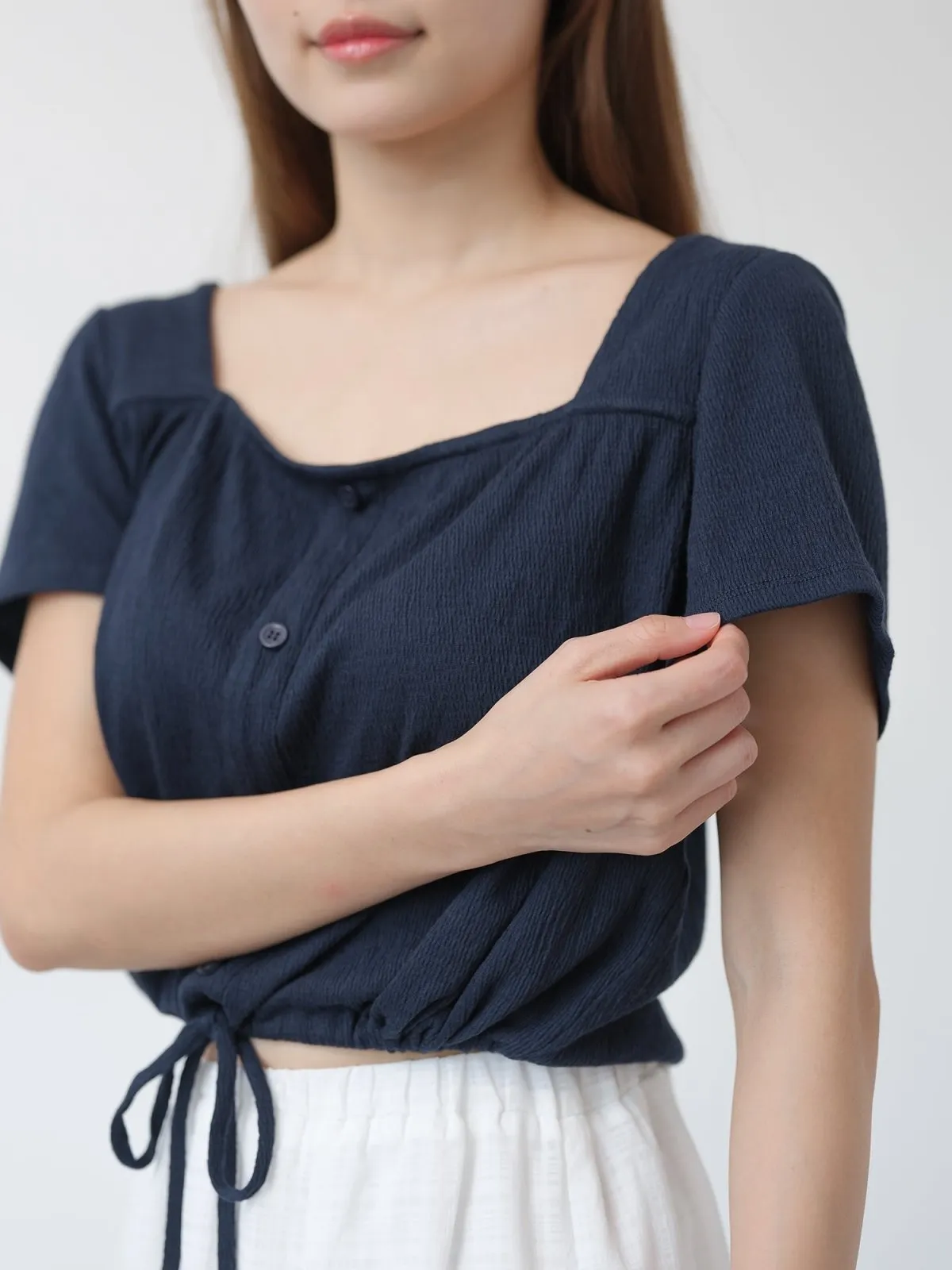 Square Neck Tie Waist Top