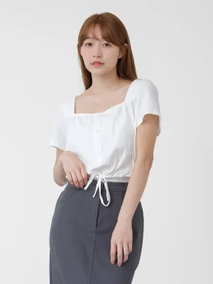 Square Neck Tie Waist Top