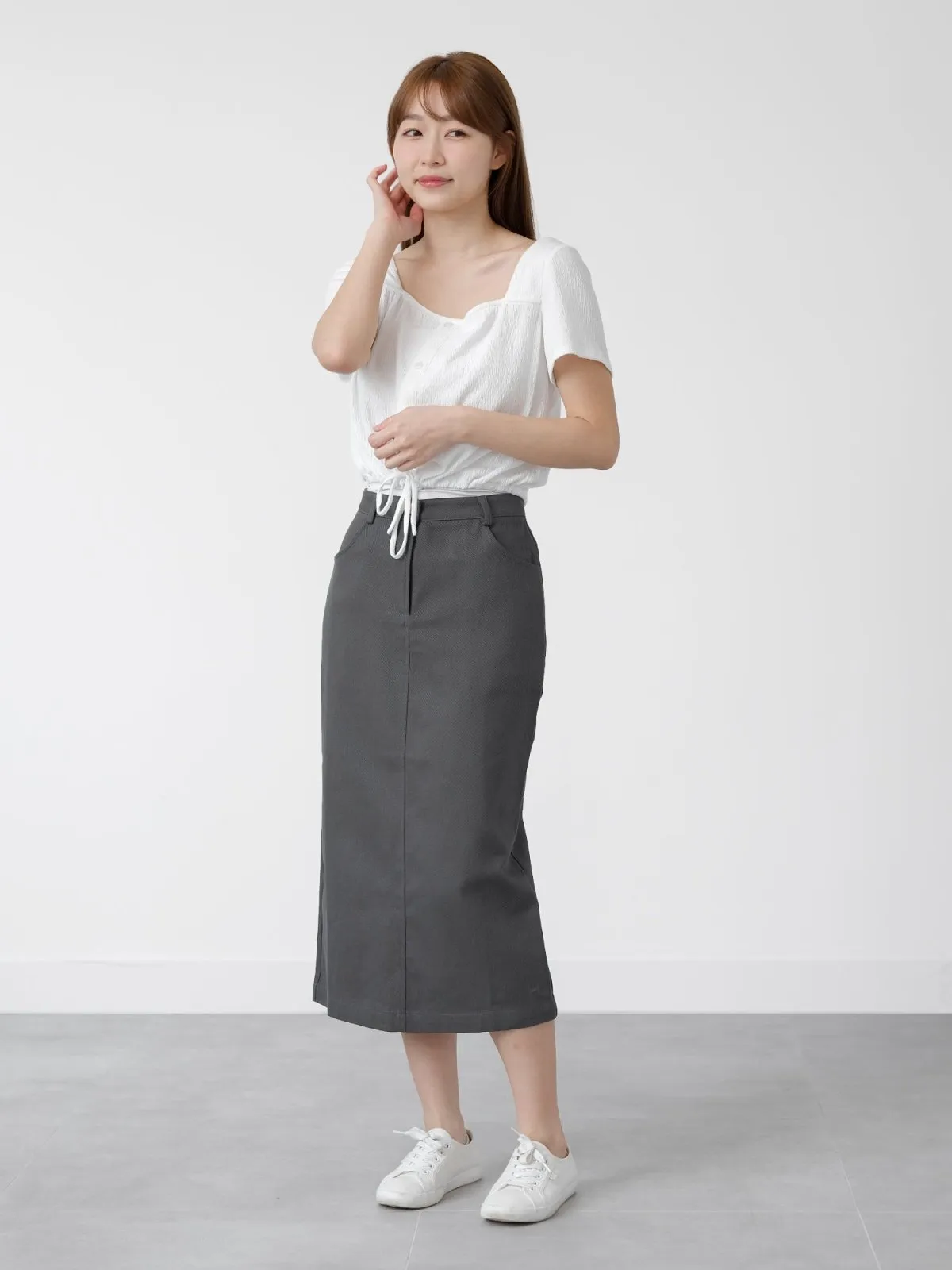Square Neck Tie Waist Top