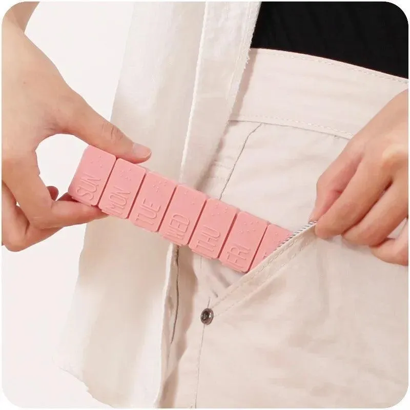 Travel Pill Box with Braille Lettering: Portable Medication Case