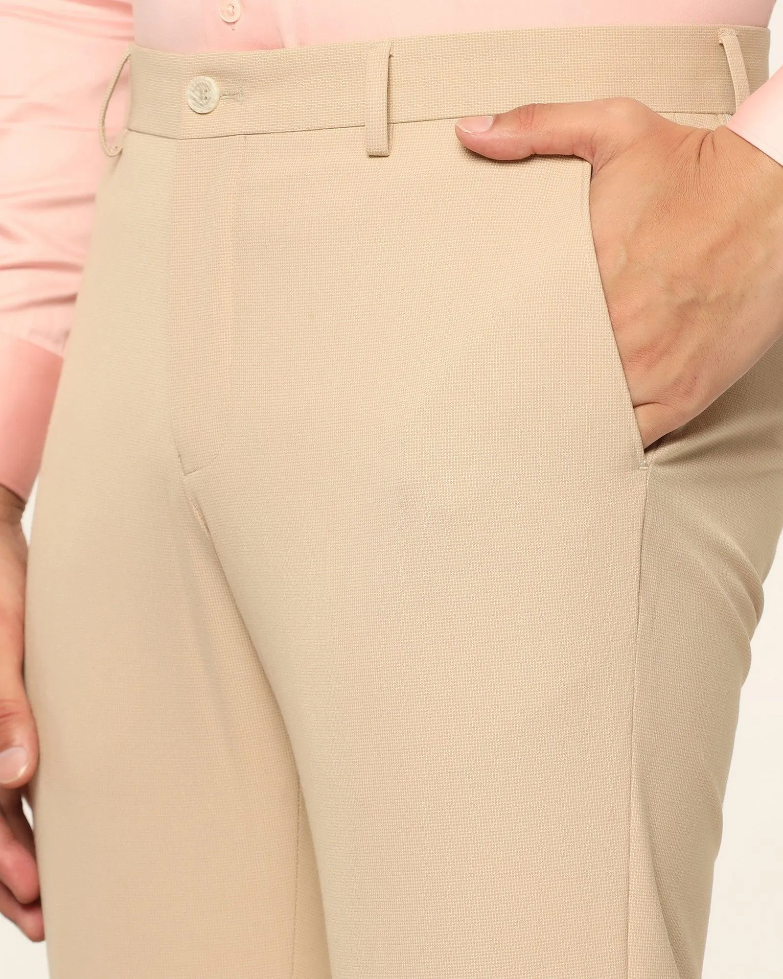 Two Piece Beige Textured Formal Suit - Games