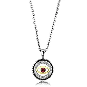 Two-Tone IP Gold (Ion Plating) Stainless Steel Chain Pendant with Top Grade Crystal in Garnet for Women Style TK2527