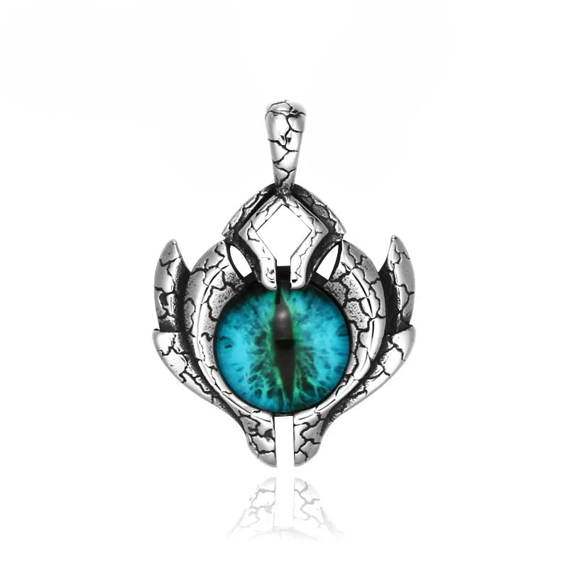 Vintage Devil's Eye Titanium Steel Pendant for Men - Unique European and American Style Jewelry
