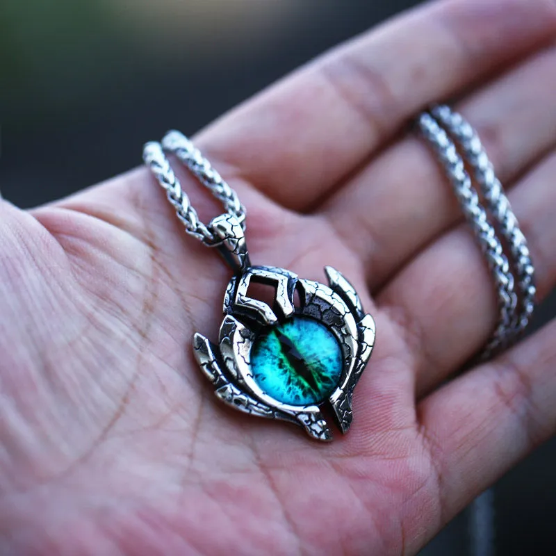Vintage Devil's Eye Titanium Steel Pendant for Men - Unique European and American Style Jewelry